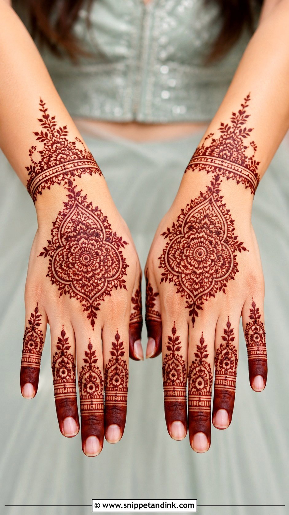 Finger Back Hand Bridal Mehndi Design - Snippet and Ink - 30 Back Hand Bridal Mehndi Designs