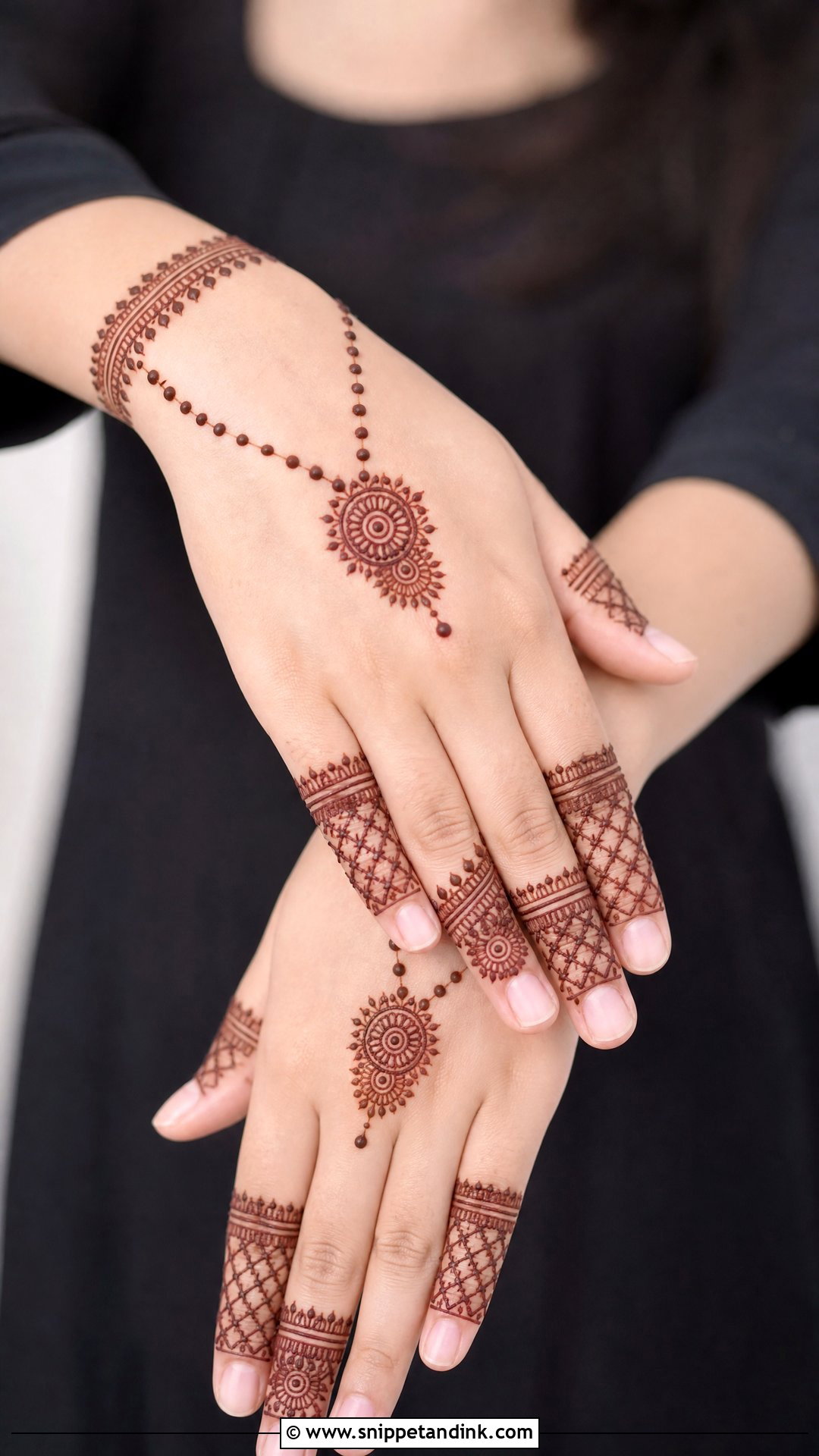 Finger Back Hand Check Mehndi Design - Snippet and Ink - 30 Back Hand Check Mehndi Design Ideas