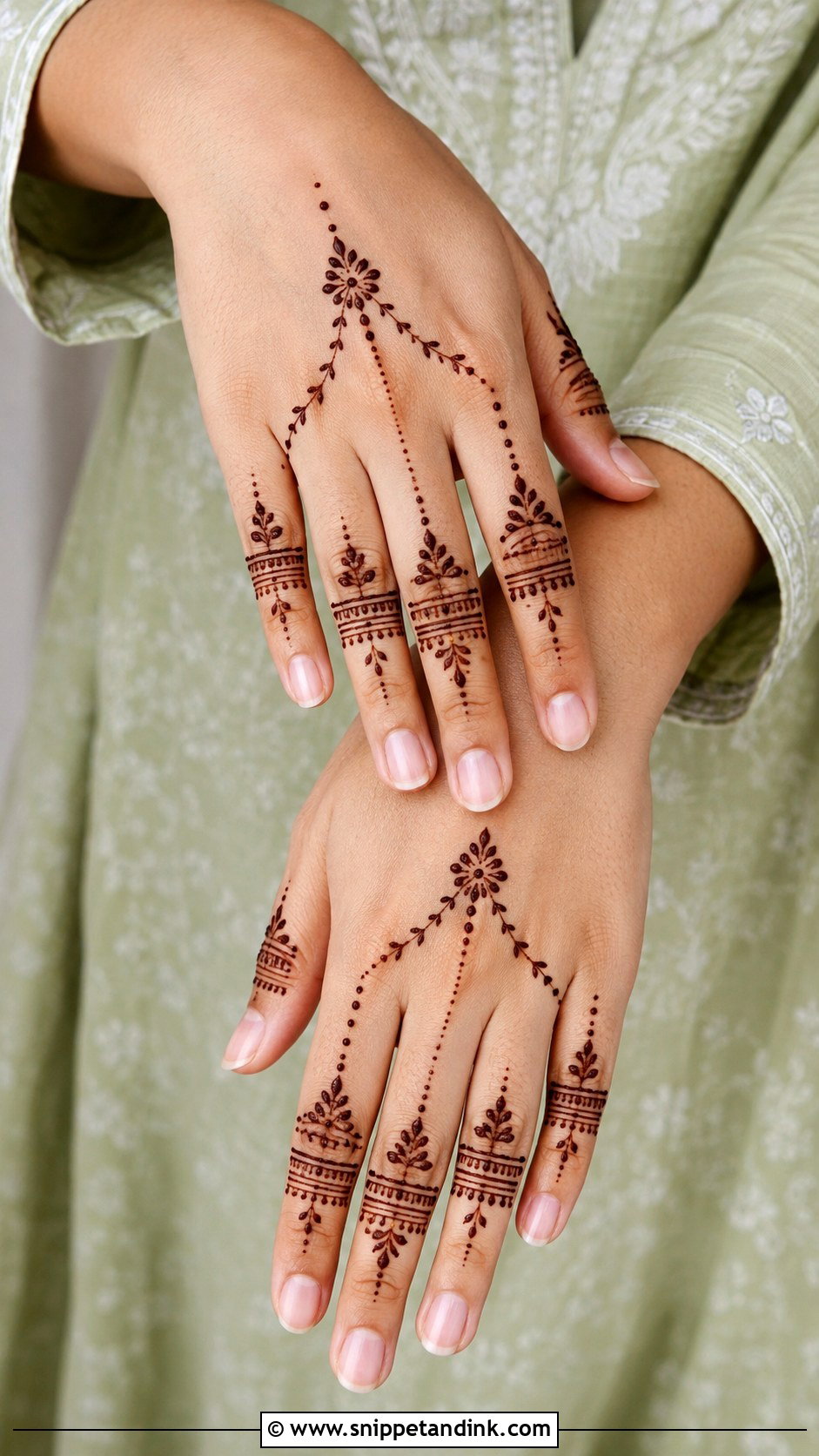 Finger Back Hand Mehndi Design - Snippet and Ink - 35 Back Hand Mehndi Designs