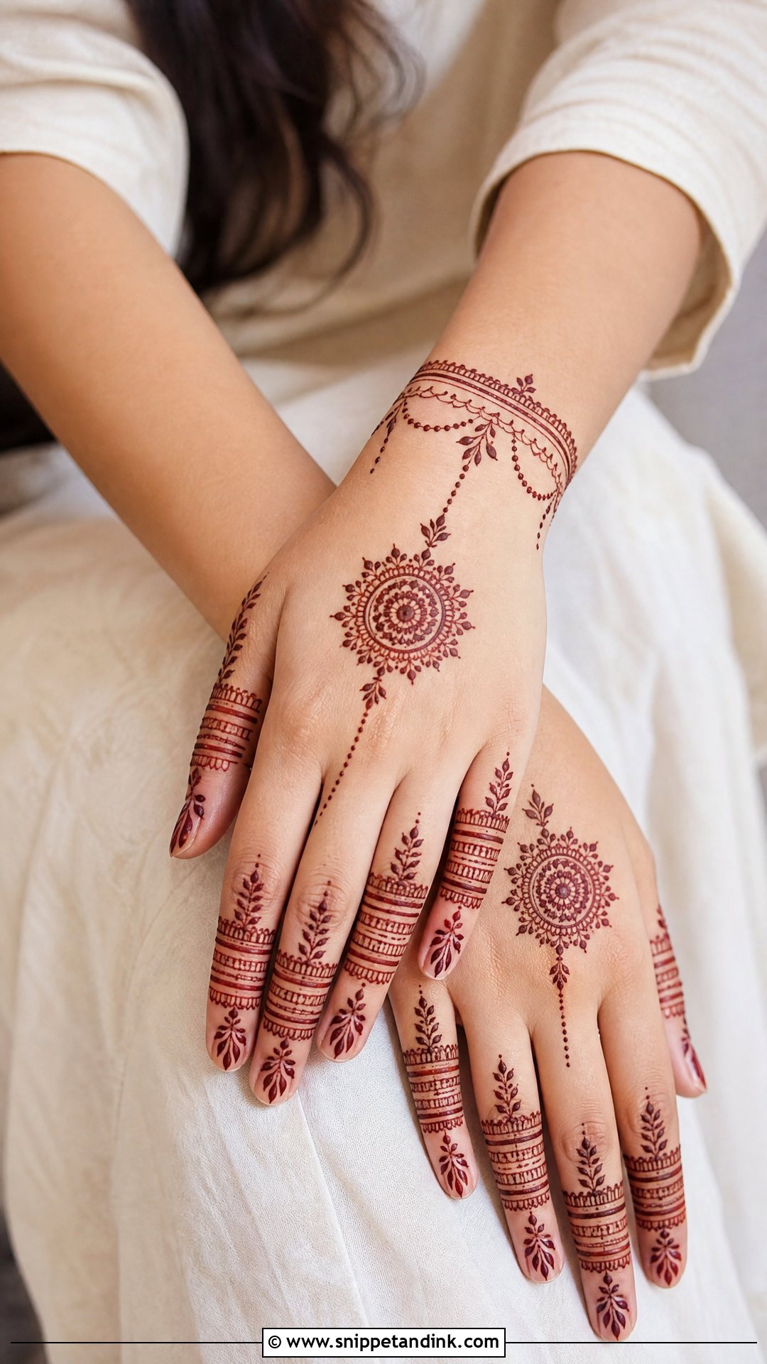 Finger Bridal Back Hand Mehndi Design - Snippet and Ink - 30 Bridal Back Hand Mehndi Design Ideas