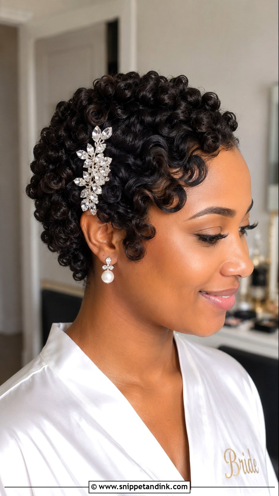 Finger Coil Wedding Hair - Snippet and Ink - 15 Natural Hair Wedding Styles African American Black Bride