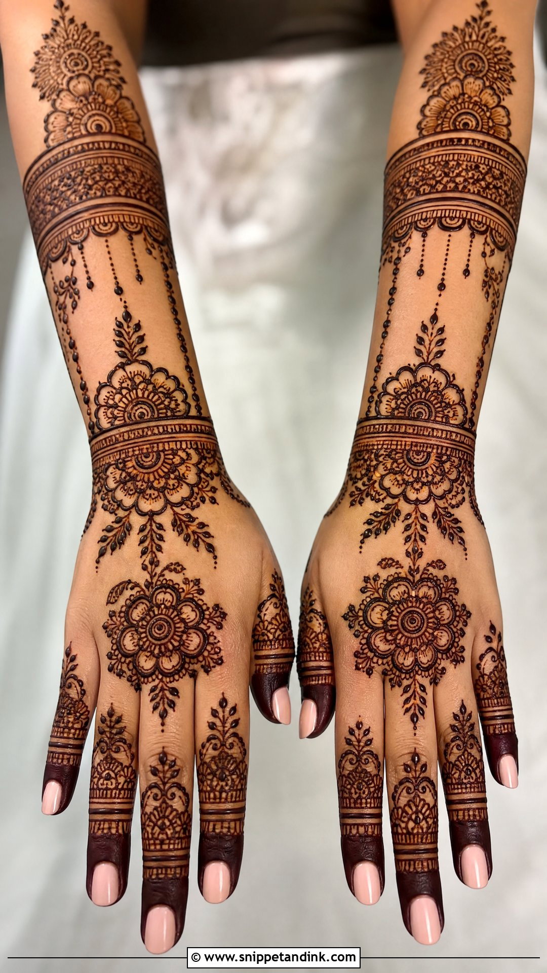 Finger Detail Bridal Back Full Hand Mehndi Design - Snippet and Ink - 25 New Bridal Back Full Hand Mehndi Designs