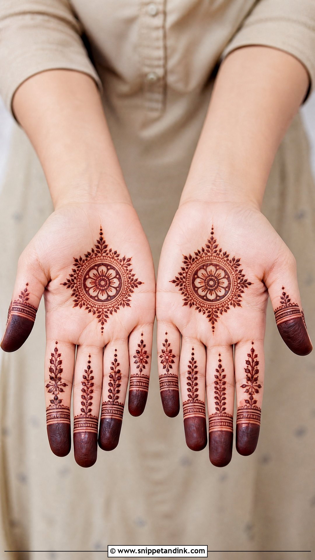 Finger Detail Centre Mehndi Design - Snippet and Ink - 20 Centre Mehndi Design Ideas