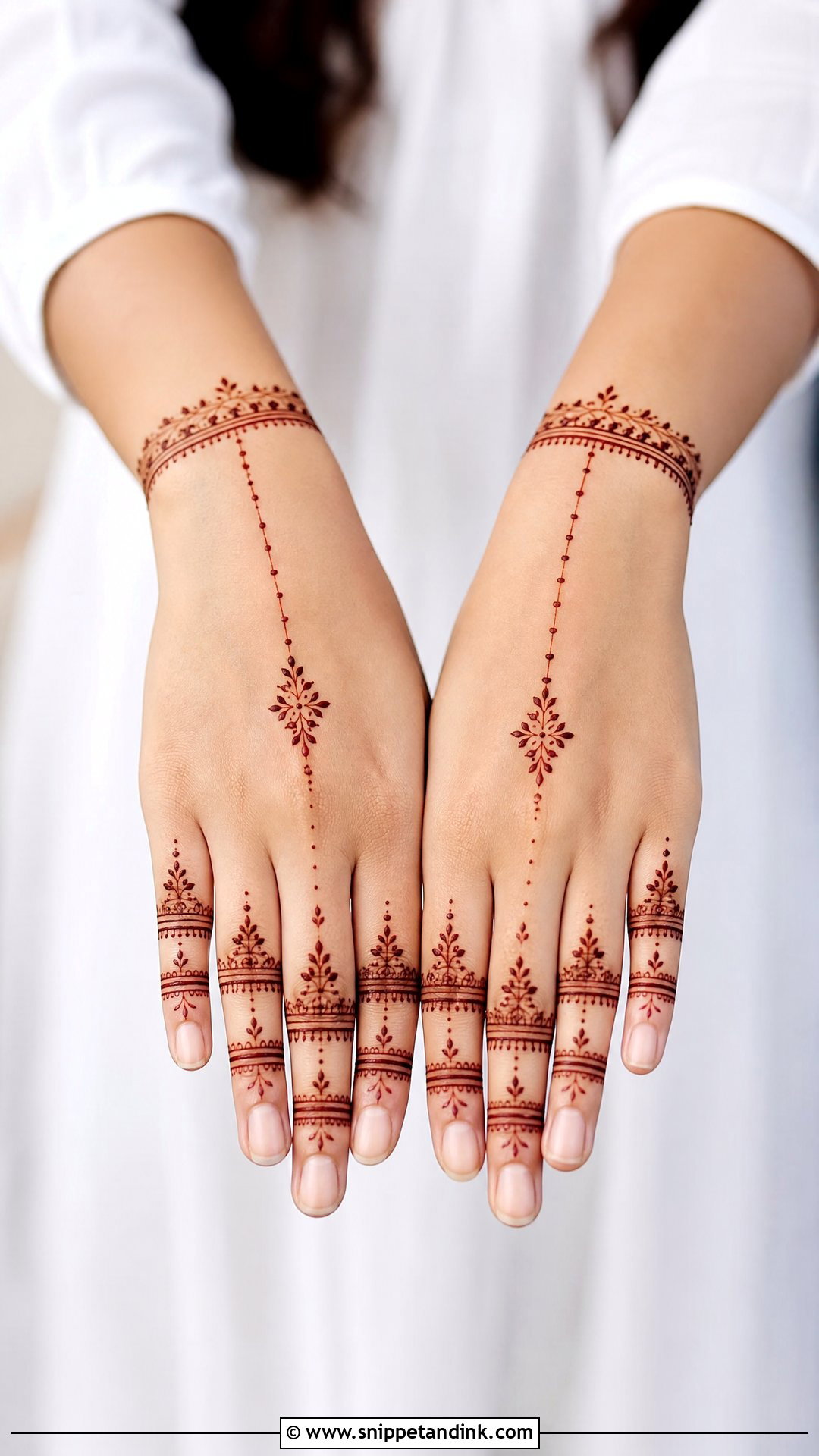 Finger Focus Back Hand Engagement Mehndi Design - Snippet and Ink - 20 Back Bridal Engagement Mehndi Designs