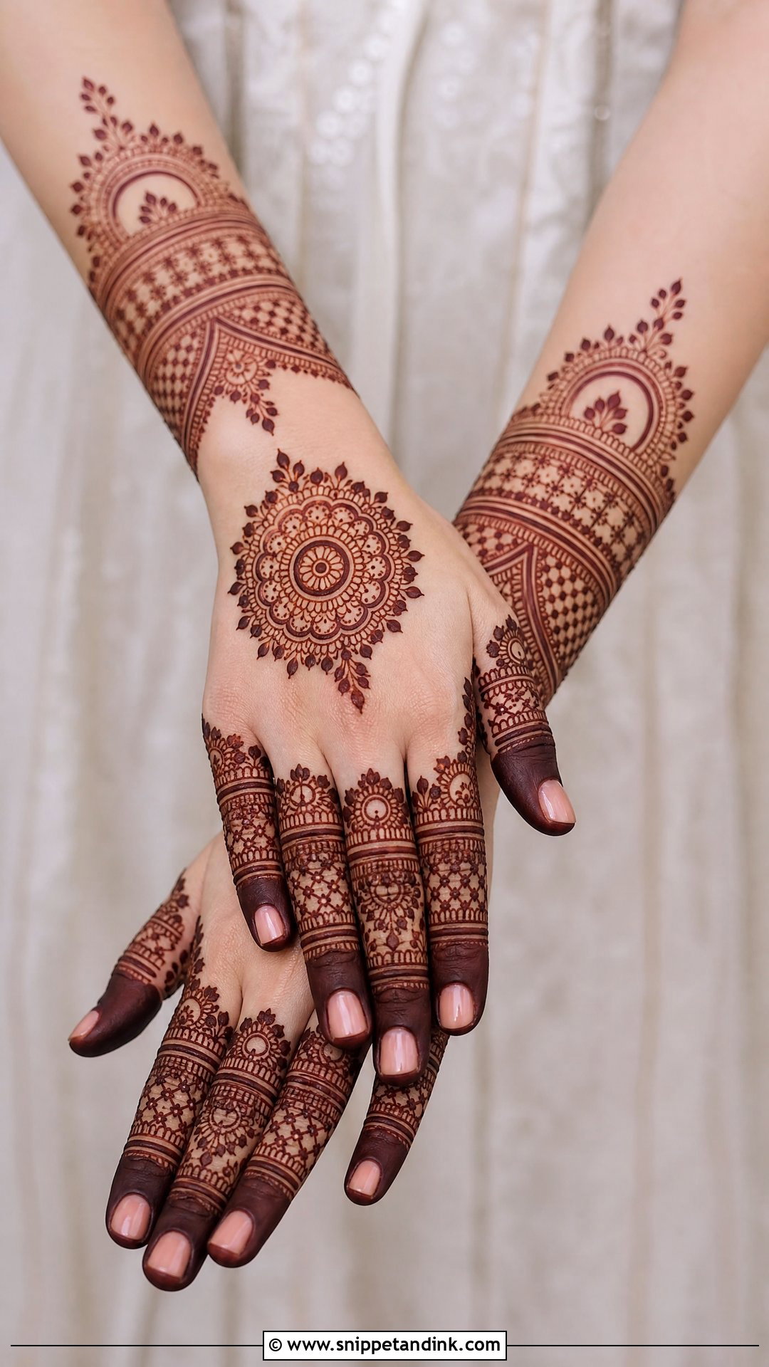 Finger Heavy Bridal Back Hand Mehndi Design - Snippet and Ink - 20 Latest Bridal Back Hand Mehndi Designs