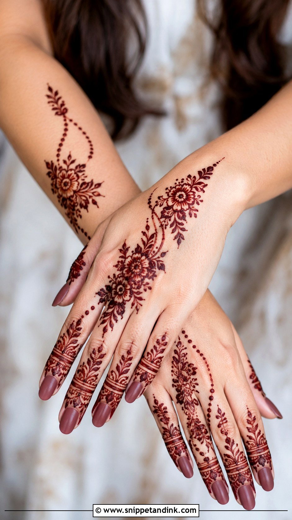 Finger Mehndi Design With Back Hand Trail - Snippet and Ink - 30 Simple Finger Mehndi Designs