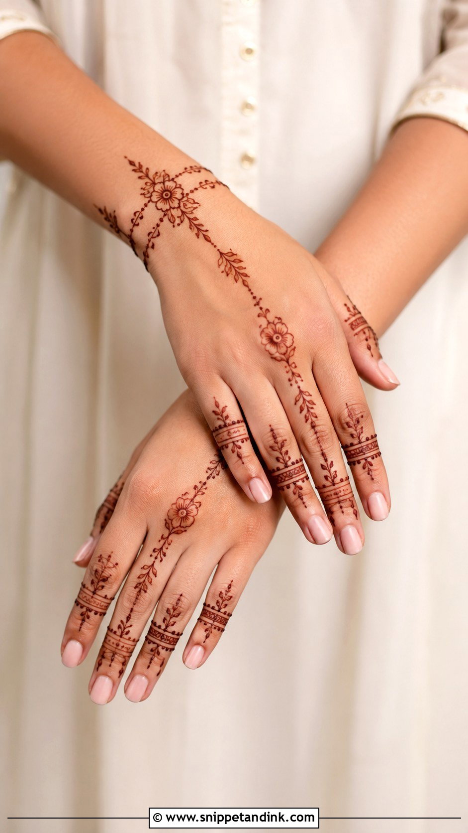 Finger Mehndi Design With Bracelet - Snippet and Ink - 35 Mehndi Designs Book