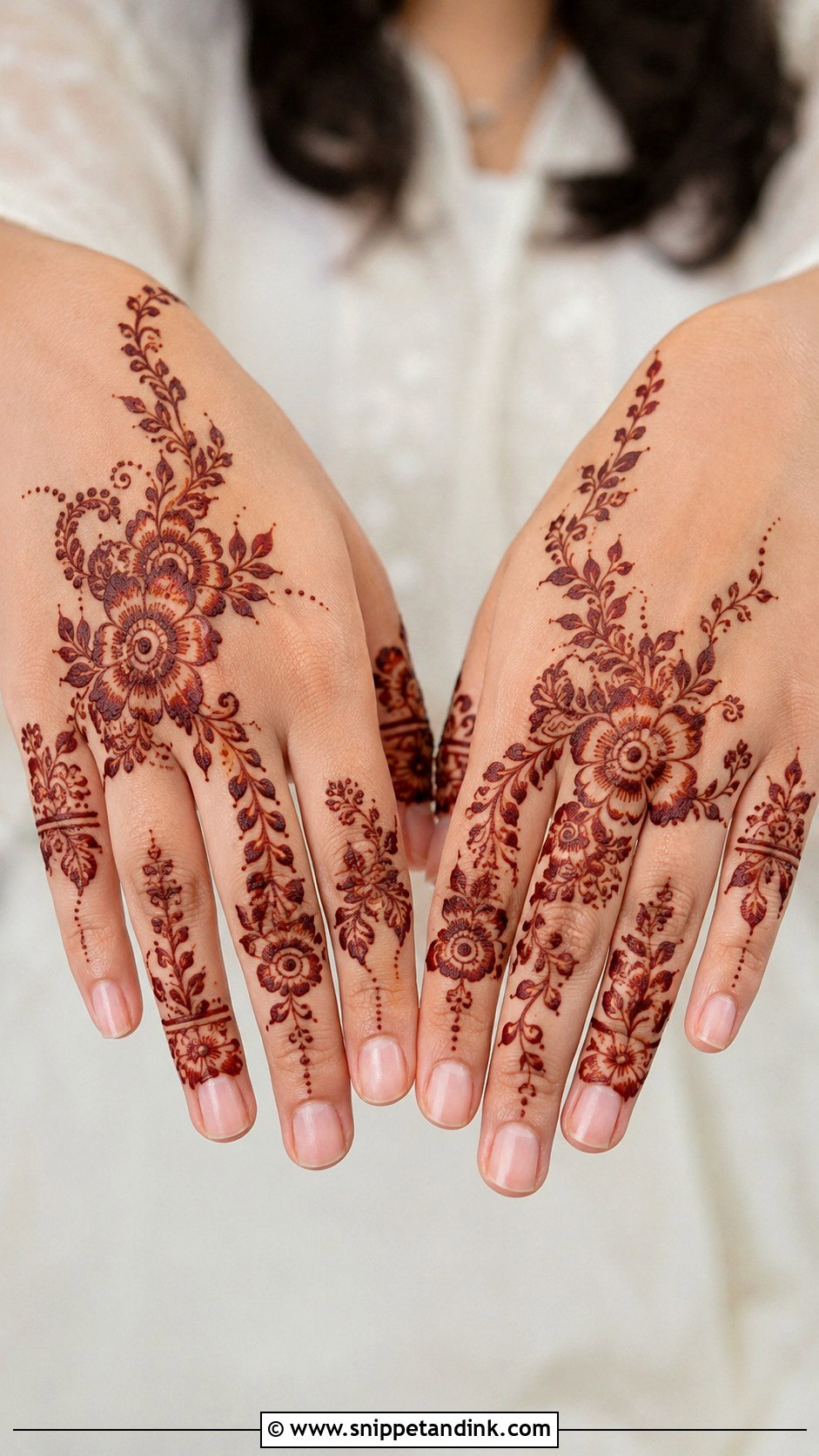 Finger Mehndi Design With Flowers - Snippet and Ink - 35 Finger Mehndi Design Ideas
