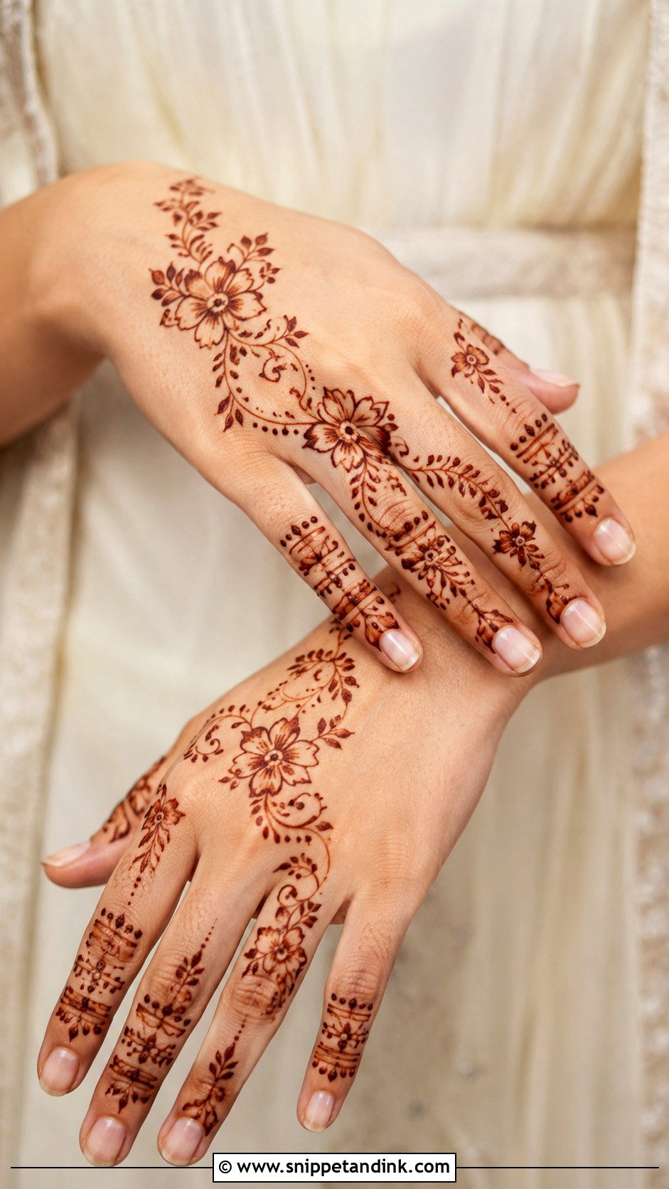 Finger Mehndi Design With Flowers - Snippet and Ink - 35 Simple Fingers Mehndi Designs