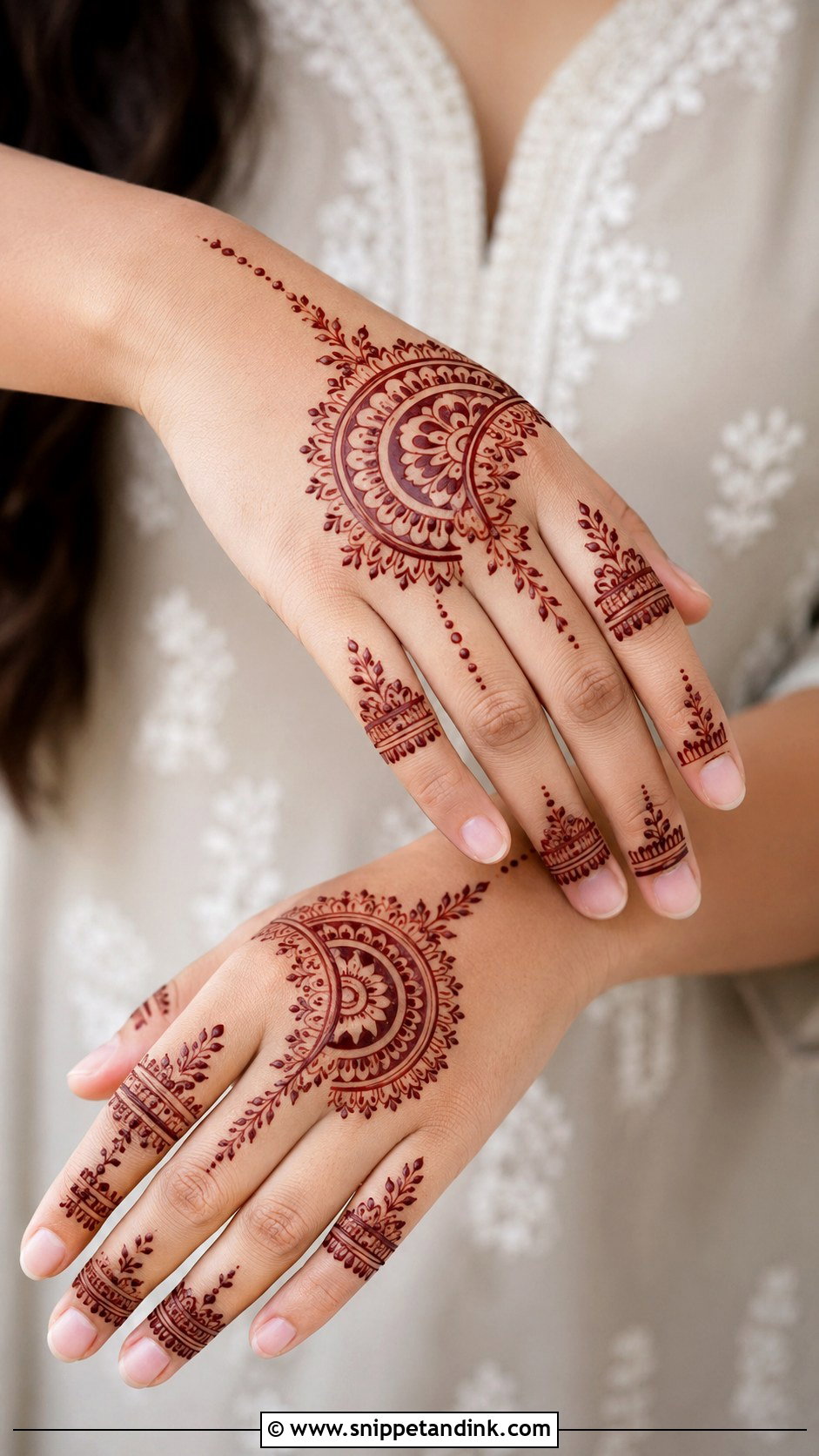 Finger Mehndi Design With Half Mandala - Snippet and Ink - 35 Simple Fingers Mehndi Designs