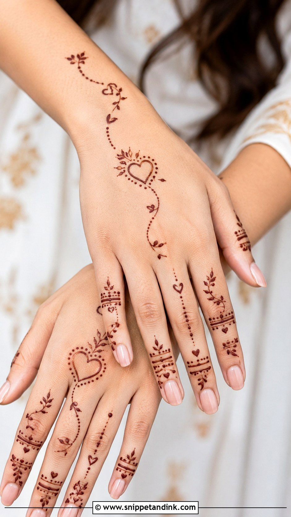 Finger Mehndi Design With Heart - Snippet and Ink - 35 Simple Fingers Mehndi Designs