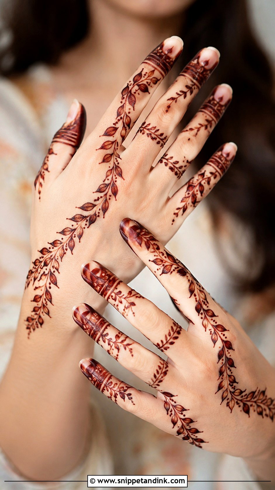 Finger Mehndi Design With Leaves - Snippet and Ink - 35 Finger Mehndi Design Ideas