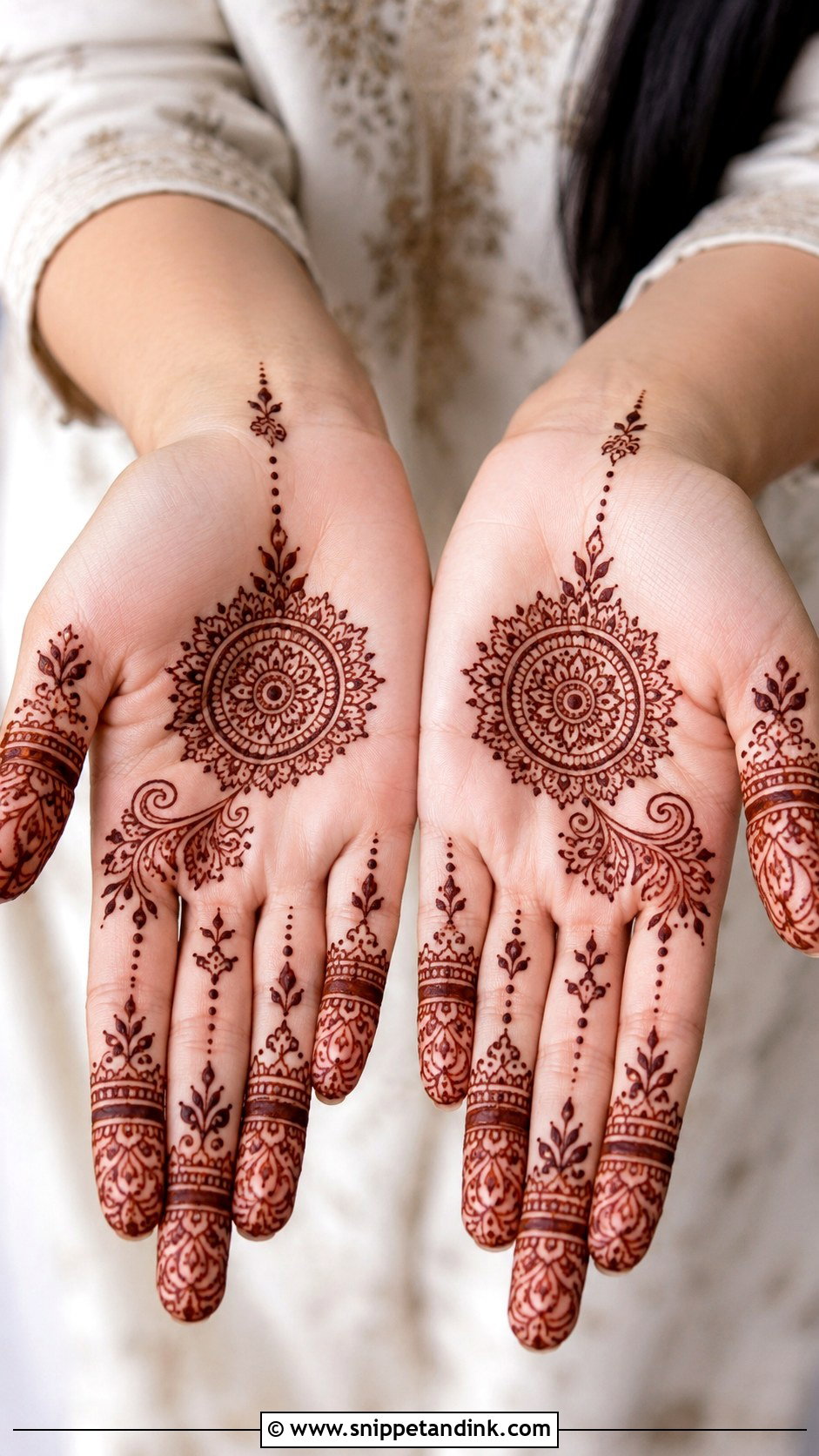 Finger Mehndi Design With Palm Detail - Snippet and Ink - 30 Simple Finger Mehndi Designs
