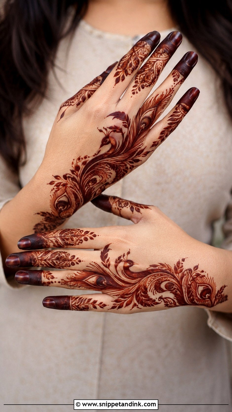 Finger Mehndi Design With Peacock - Snippet and Ink - 35 Finger Mehndi Design Ideas