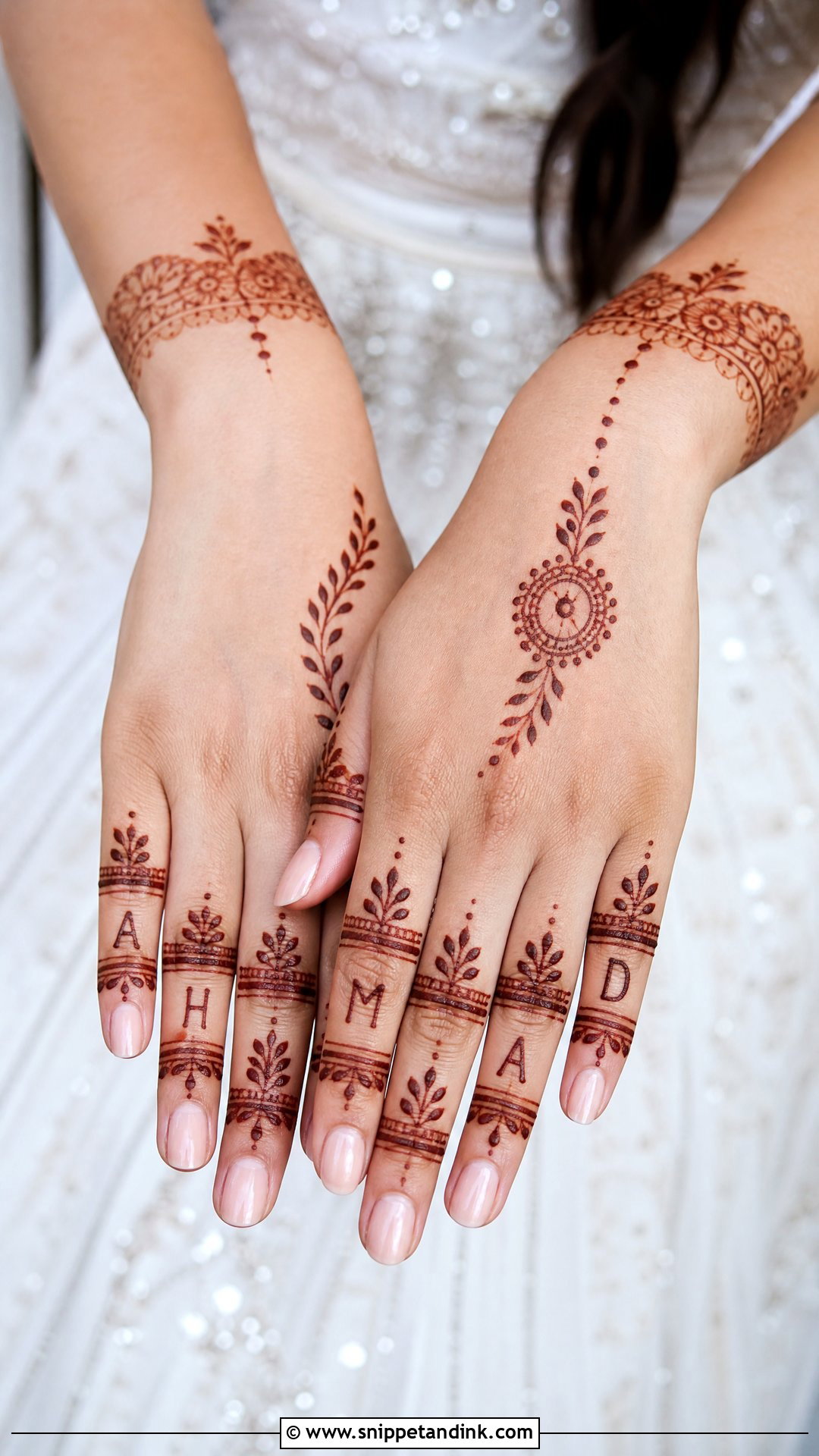 Finger Name Bridal Mehndi Design - Snippet and Ink - 20 Bridal Name Mehndi Designs