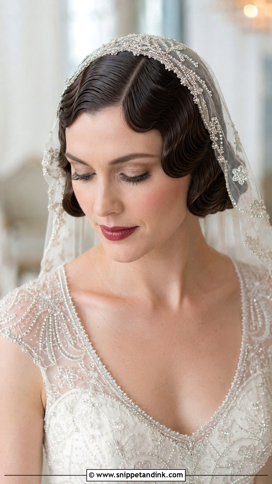 Finger Wave Bridal Bob - Snippet and Ink - 20 Hollywood Glam Bridal Hair Ideas