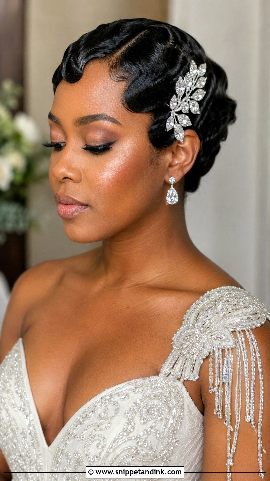 Finger Wave Bridal Hairstyle - Snippet and Ink - 20 Black Hair Bride Ideas