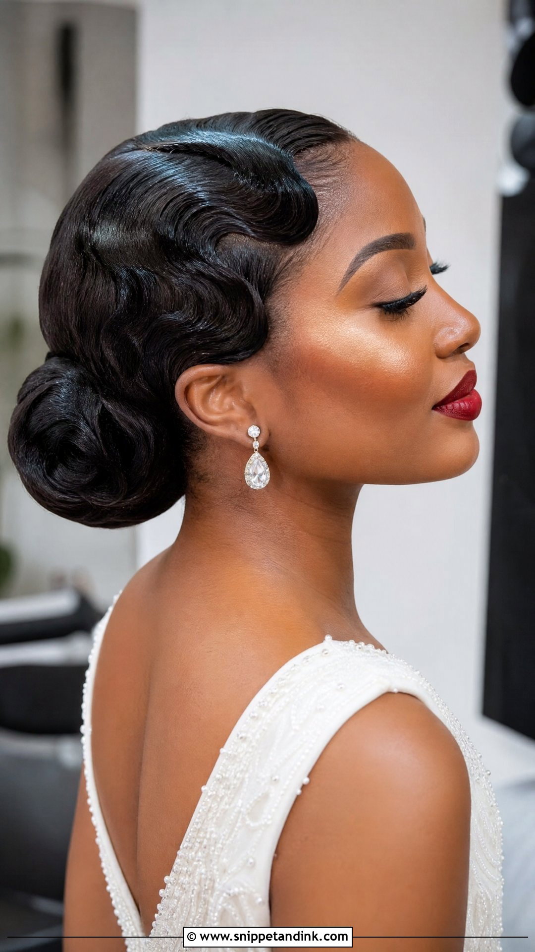 Finger Wave Bun With Retro Glam - Snippet and Ink - 20 Wedding Bun Hairstyles for Black Women