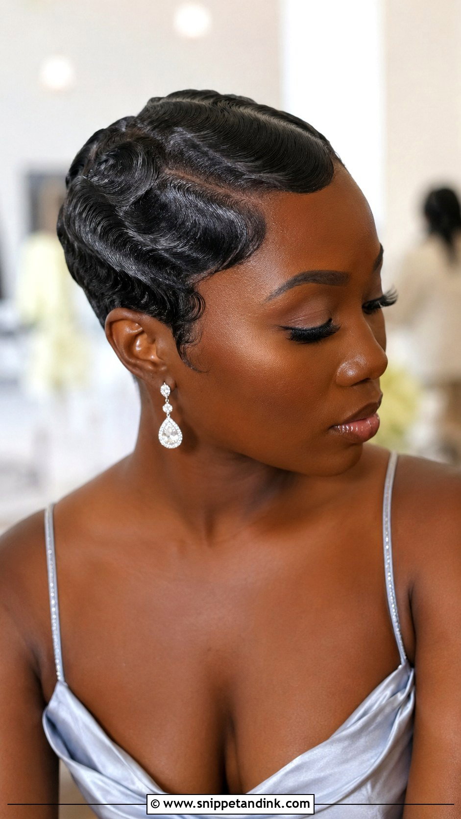 Finger Wave Pixie Bridesmaid Hairstyle - Snippet and Ink - 30 Short Hair Bridesmaid Hairstyles