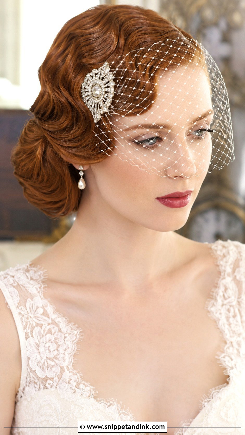 Finger Waves With Birdcage Veil - Snippet and Ink - 20 1920s Wedding Hair Ideas