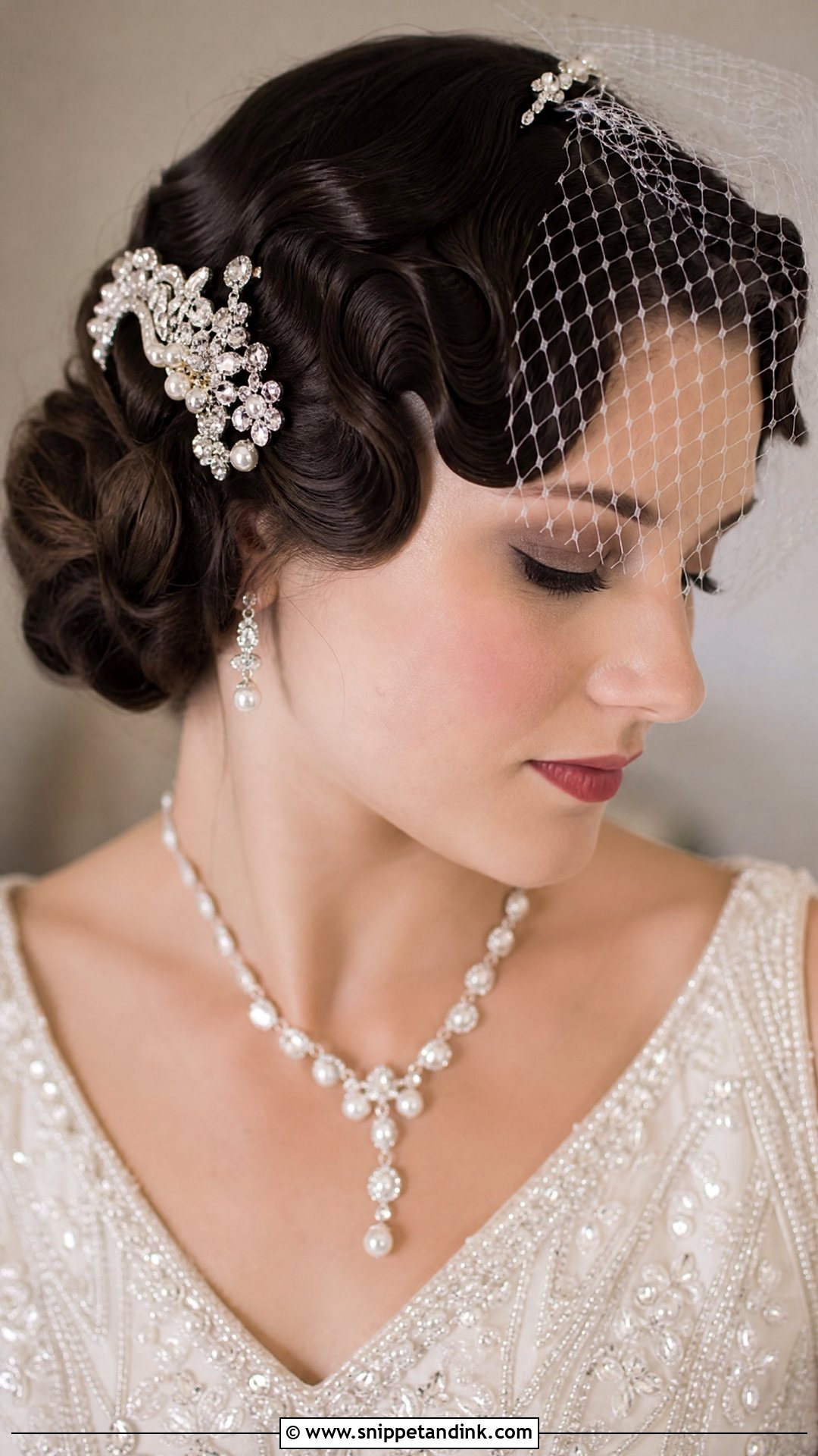 Finger Waves With Vintage Veil - Snippet and Ink - 20 Short Veil Hairstyles