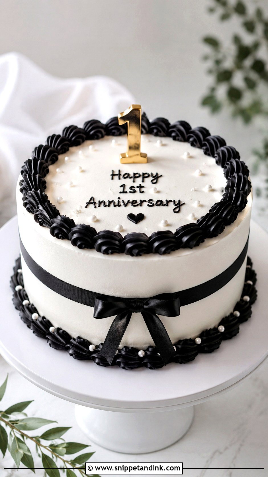 First Anniversary Black And White Cake - Snippet and Ink - 20 First Anniversary Cake Ideas