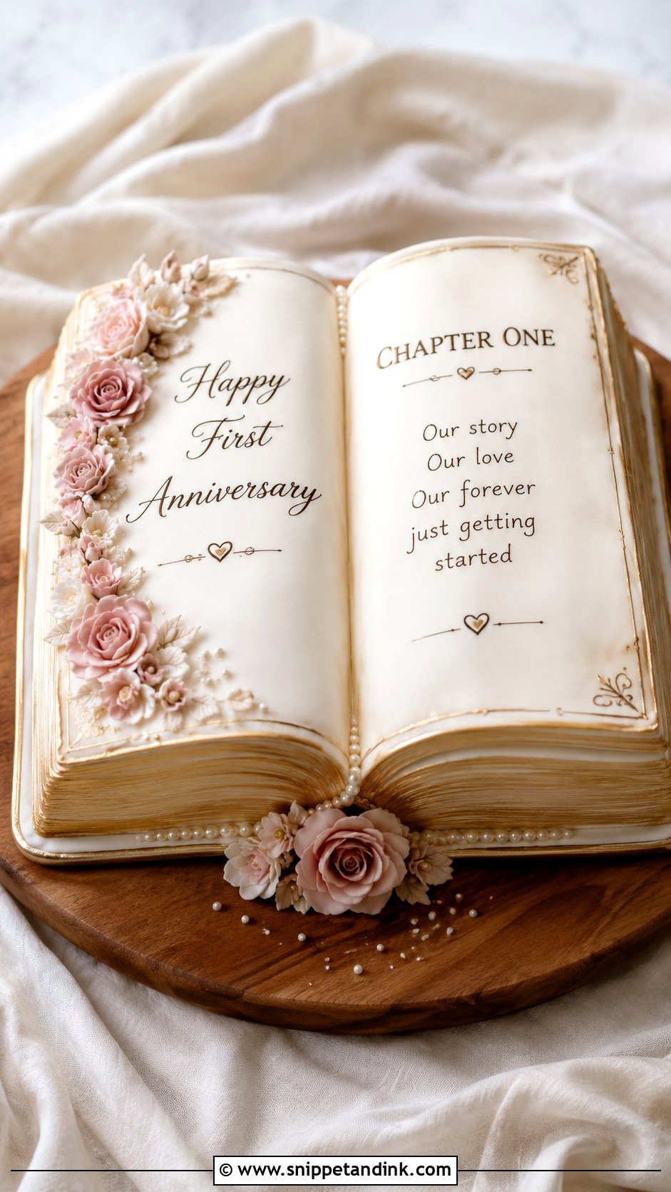 First Anniversary Book Cake - Snippet and Ink - 20 First Wedding Anniversary Cake Ideas