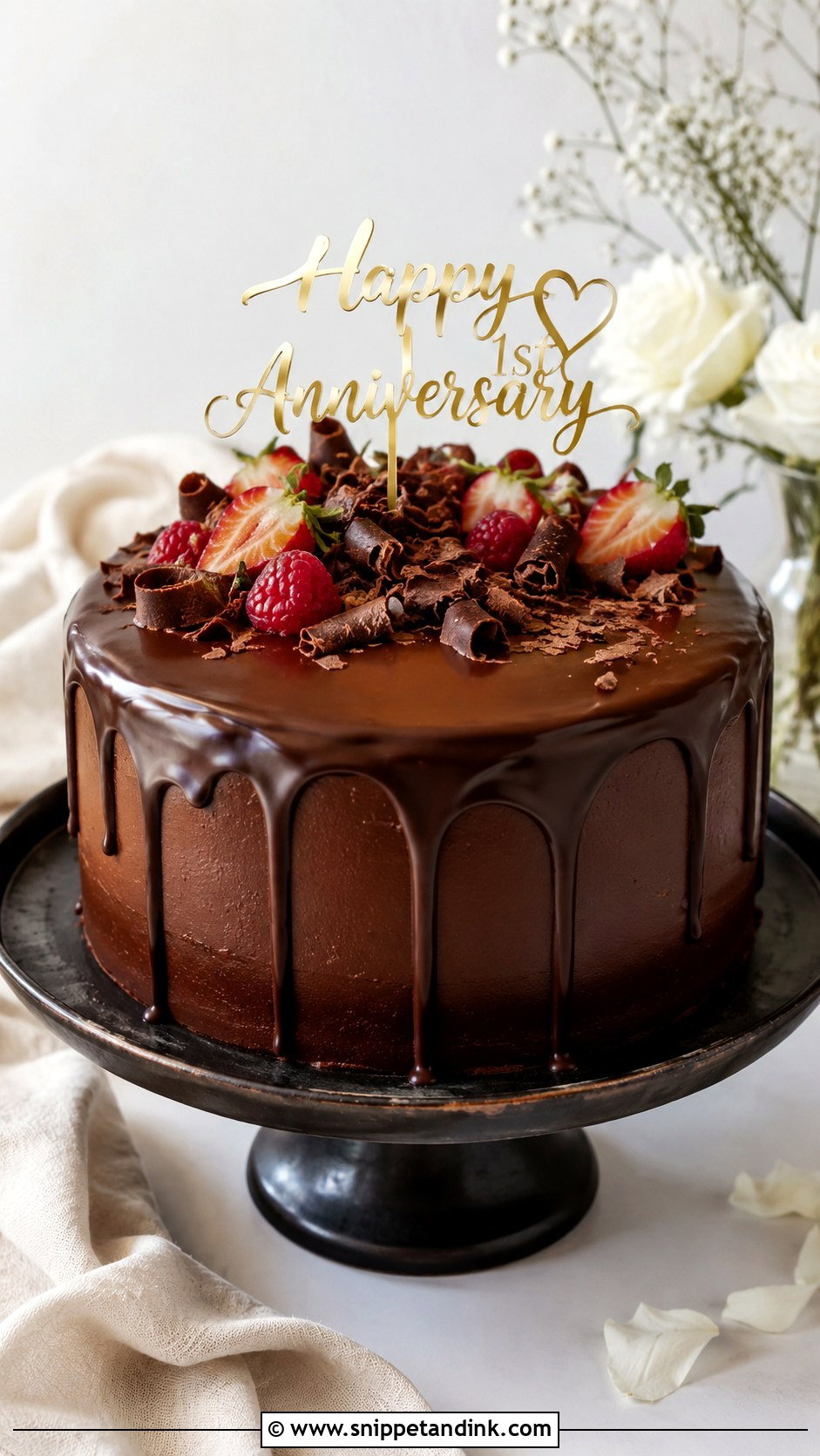 First Anniversary Chocolate Cake - Snippet and Ink - 20 First Wedding Anniversary Cake Ideas