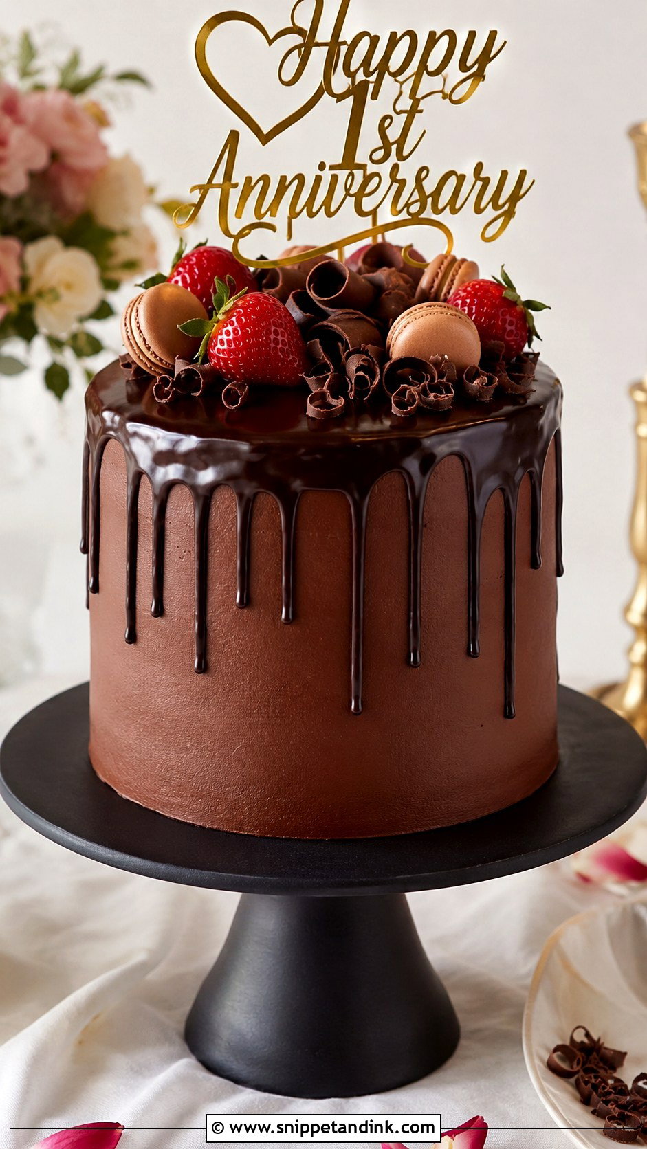 First Anniversary Chocolate Drip Cake - Snippet and Ink - 20 First Anniversary Cake Ideas