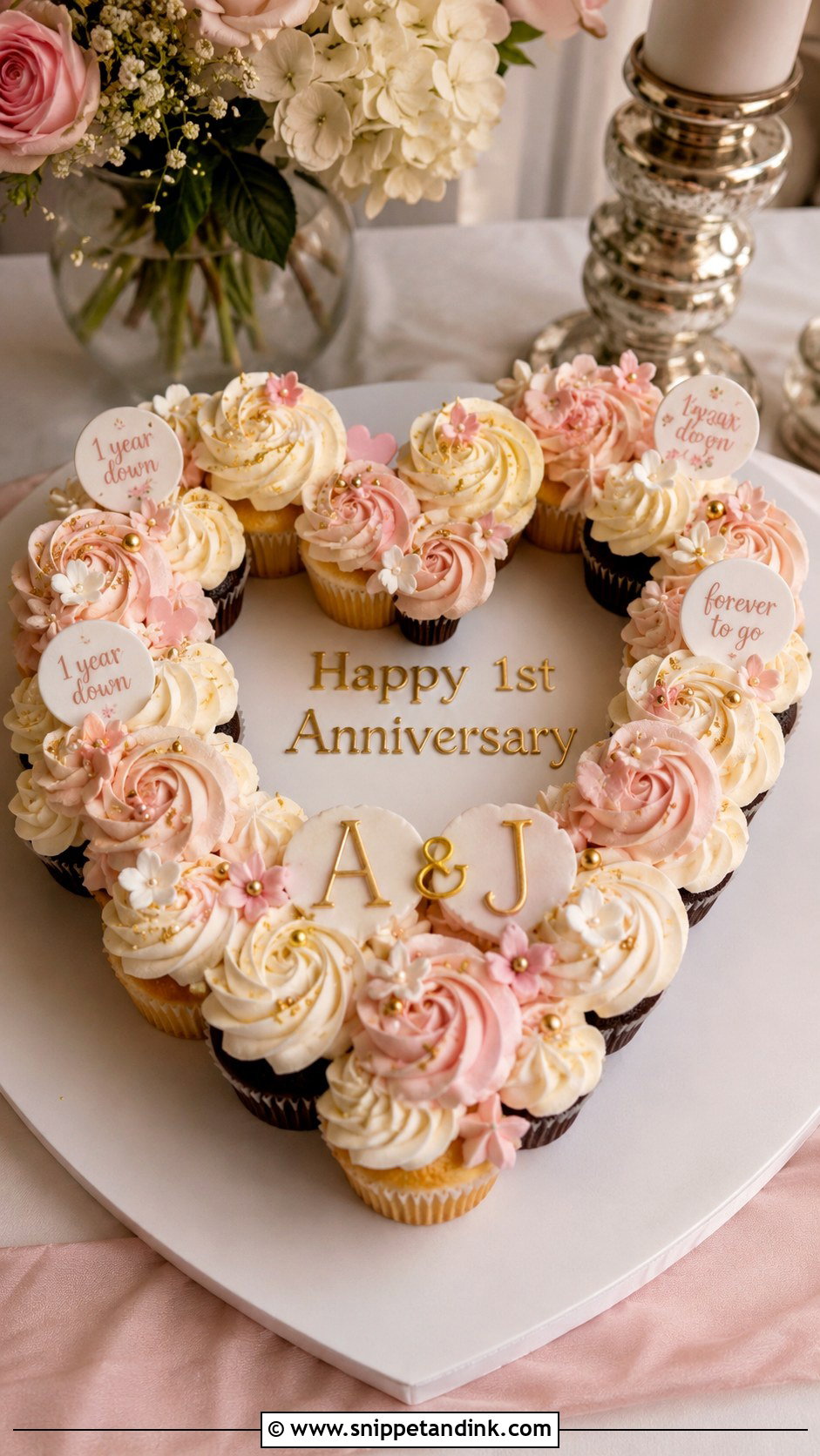 First Anniversary Cupcake Cake - Snippet and Ink - 20 First Wedding Anniversary Cake Ideas