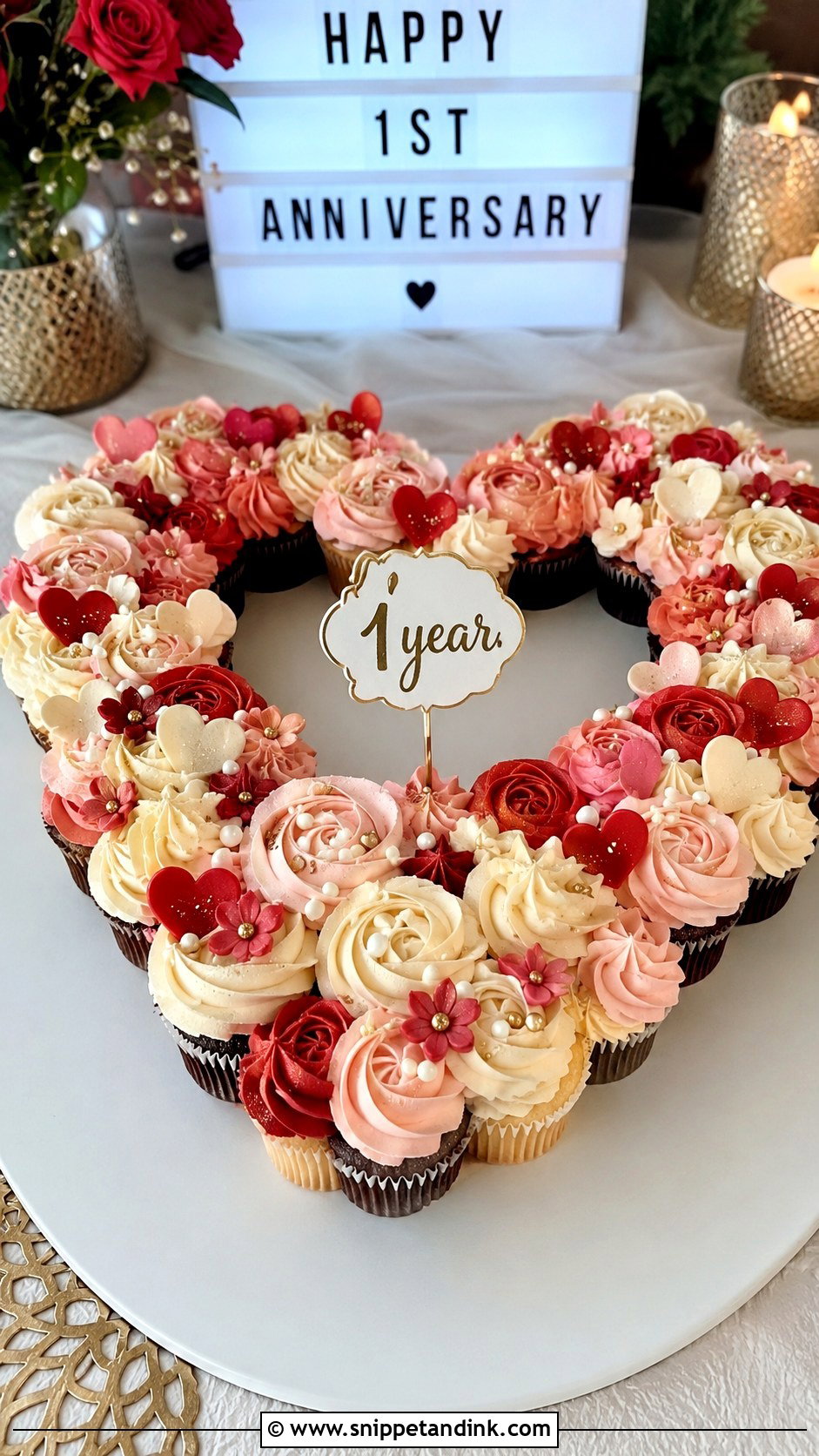 First Anniversary Cupcake Cake - Snippet and Ink - 20 First Anniversary Cake Ideas