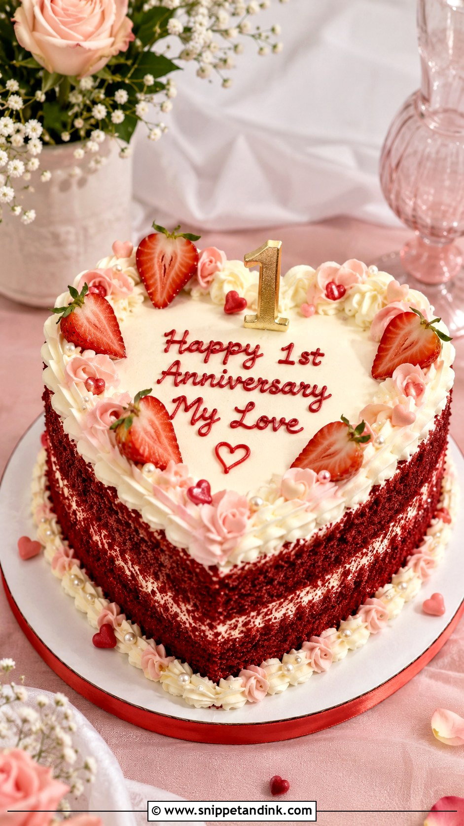 First Anniversary Heart Cake - Snippet and Ink - 20 First Wedding Anniversary Cake Ideas