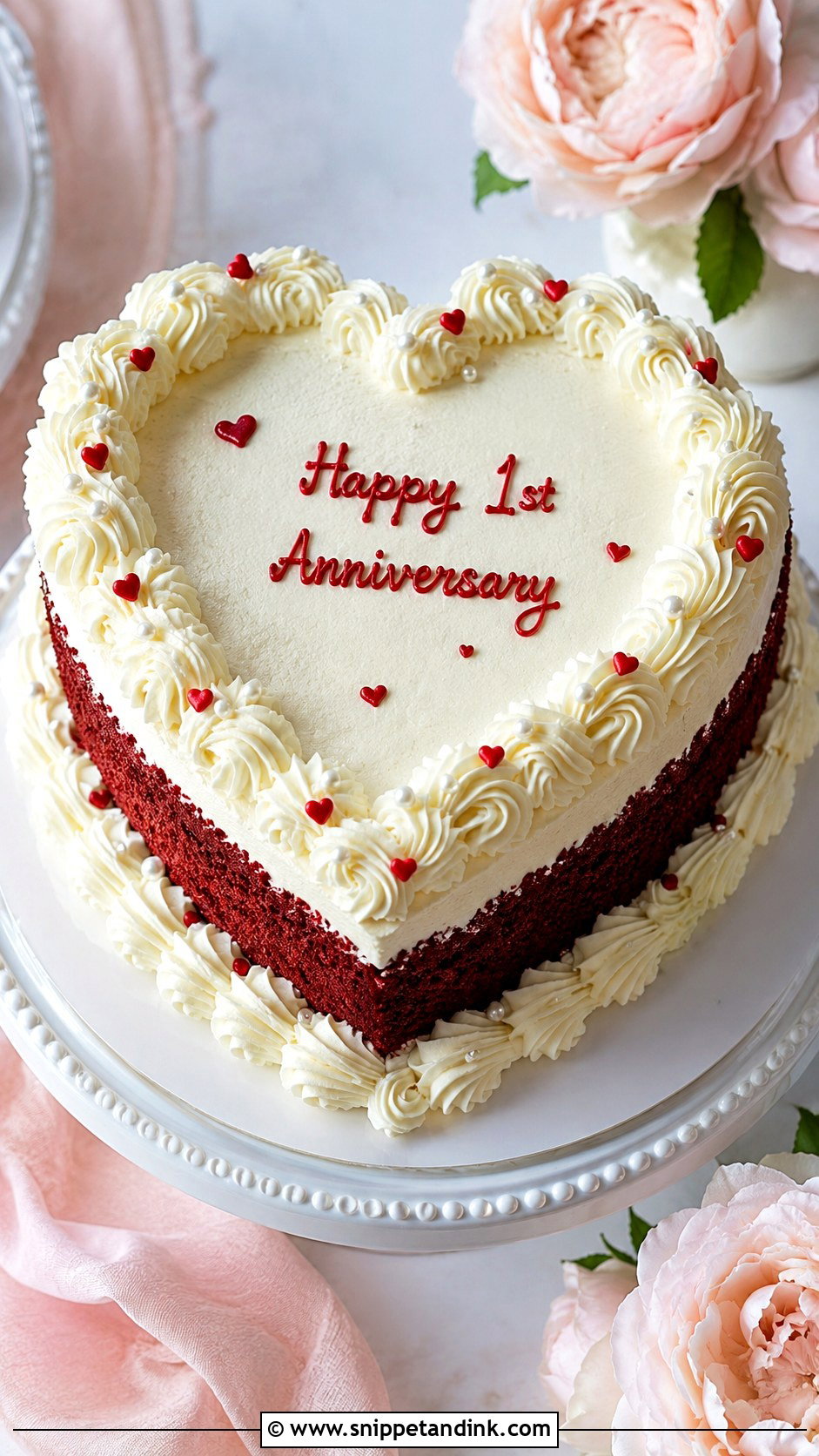 First Anniversary Heart Cake - Snippet and Ink - 20 First Anniversary Cake Ideas