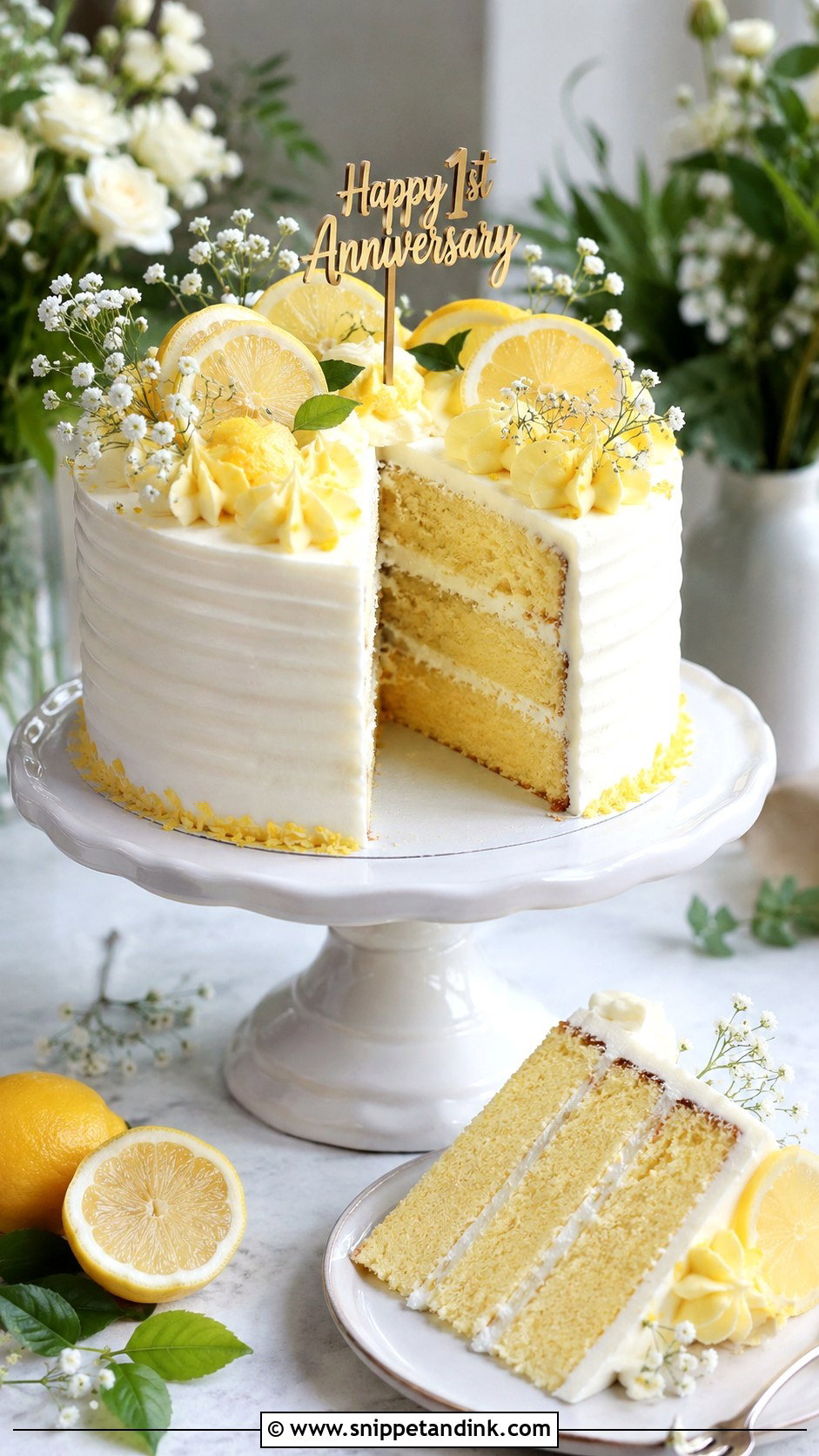 First Anniversary Lemon Cake - Snippet and Ink - 20 First Anniversary Cake Ideas