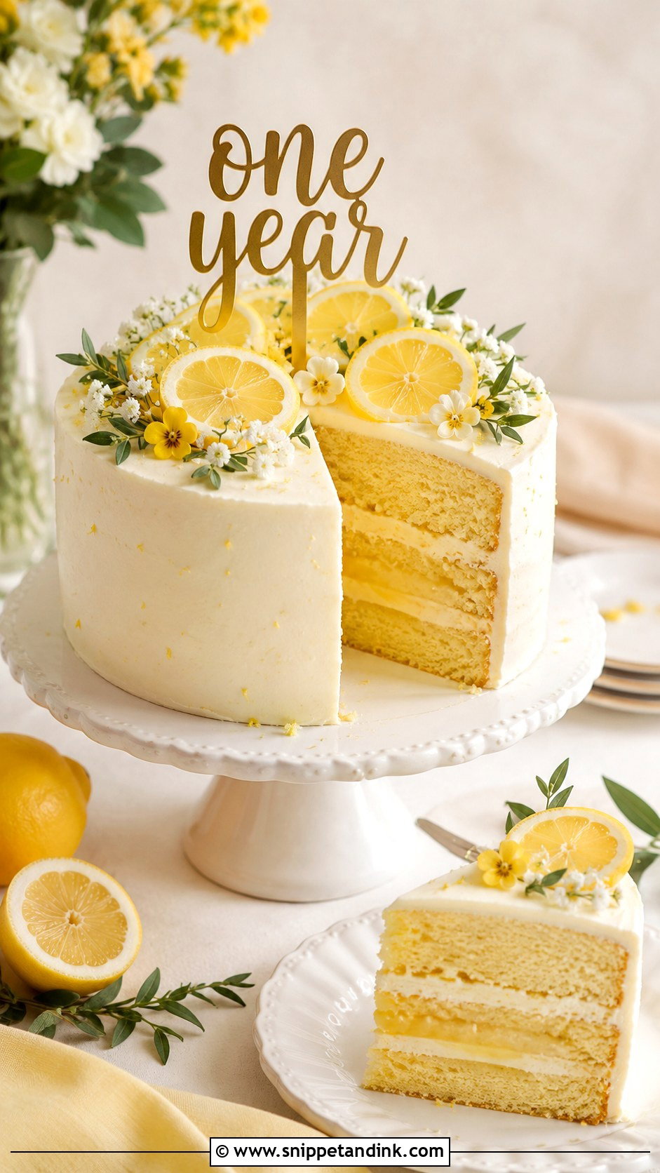 First Anniversary Lemon Cake - Snippet and Ink - 20 First Wedding Anniversary Cake Ideas