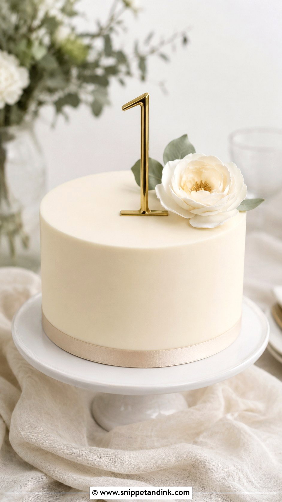 First Anniversary Minimalist Cake - Snippet and Ink - 20 First Anniversary Cake Ideas