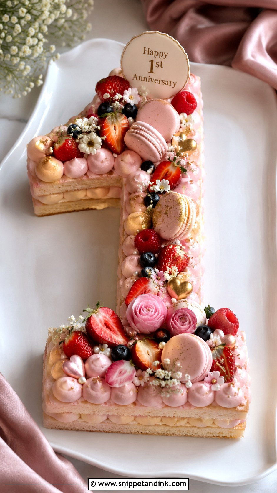 First Anniversary Number One Cake - Snippet and Ink - 20 First Wedding Anniversary Cake Ideas
