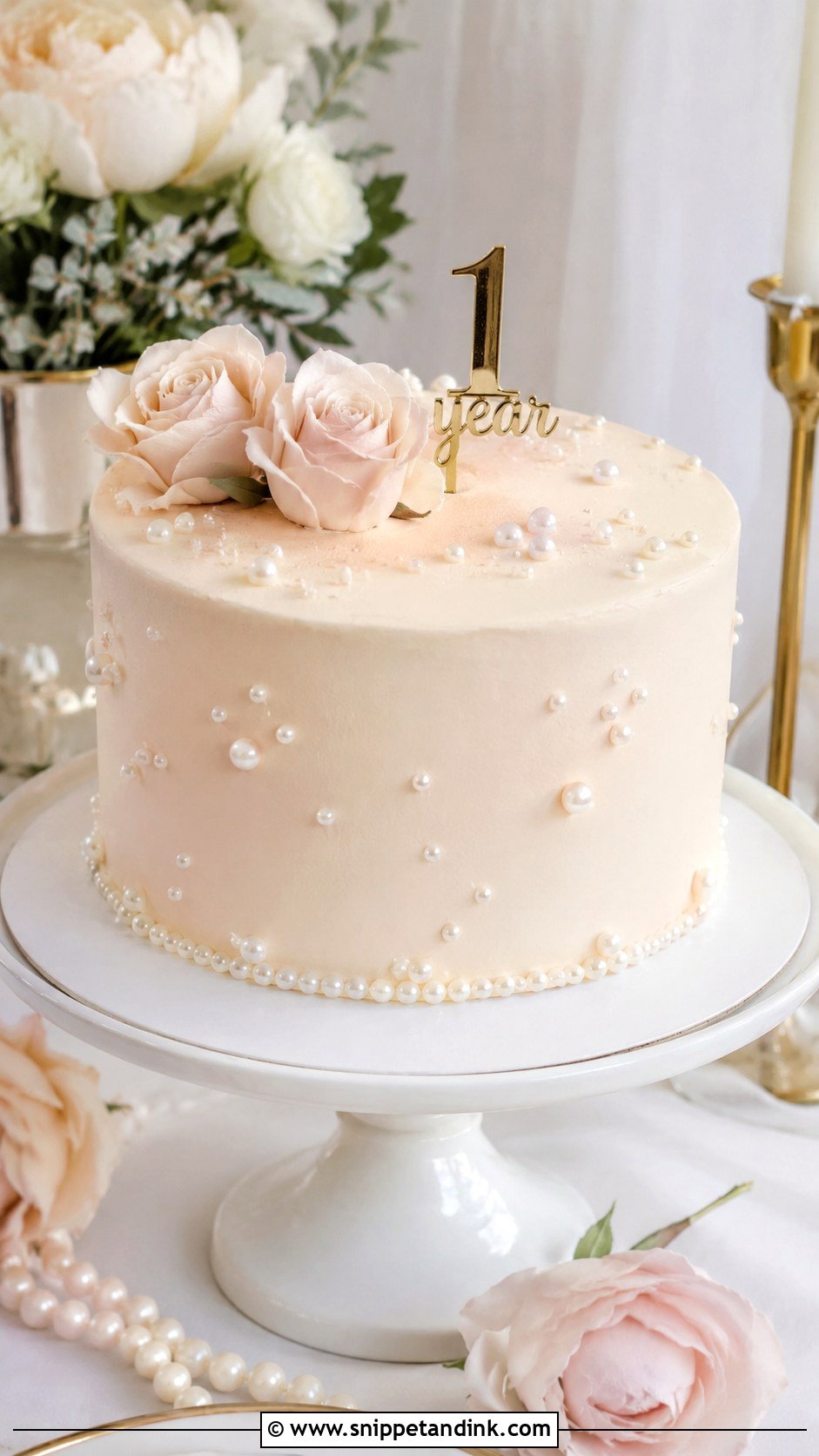 First Anniversary Pearl Cake - Snippet and Ink - 20 First Anniversary Cake Ideas