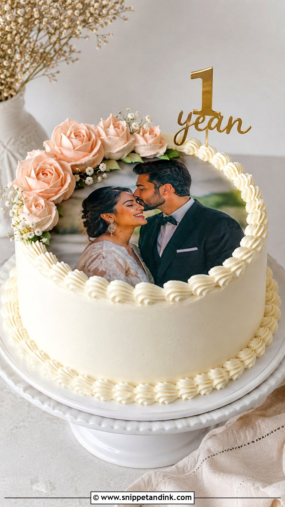 First Anniversary Photo Cake - Snippet and Ink - 20 First Anniversary Cake Ideas