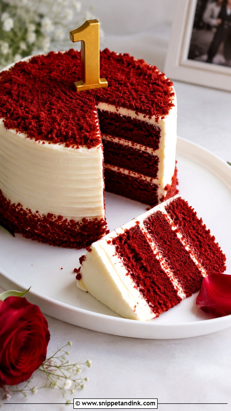 First Anniversary Red Velvet Cake - Snippet and Ink - 20 First Anniversary Cake Ideas