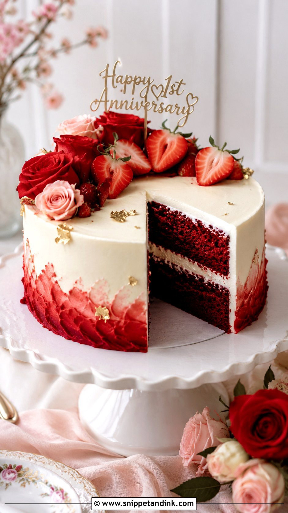 First Anniversary Red Velvet Cake - Snippet and Ink - 20 First Wedding Anniversary Cake Ideas