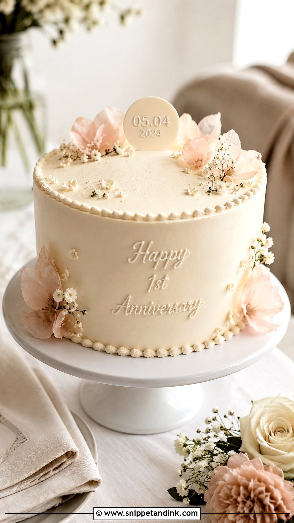First Anniversary Vanilla Cake - Snippet and Ink - 20 First Wedding Anniversary Cake Ideas