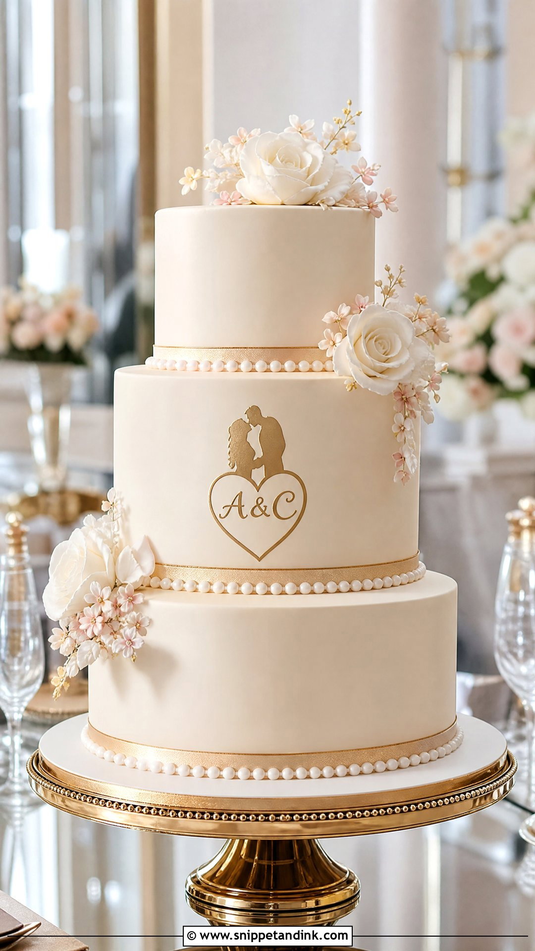 First Kiss Wedding Cake With Monogram - Snippet and Ink - 25 First Kiss Cake Ideas for Wedding