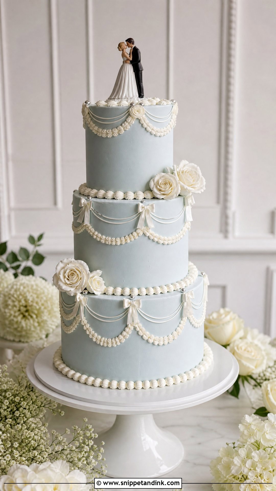 First Kiss Wedding Cake With Pastel Blue - Snippet and Ink - 25 First Kiss Cake Ideas for Wedding