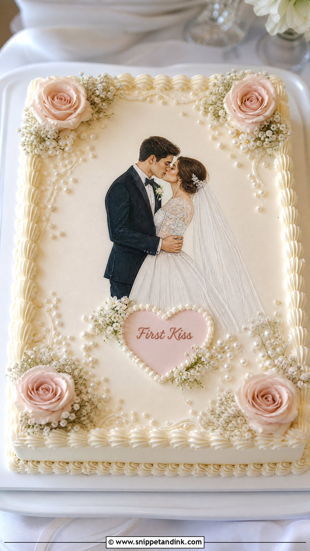 First Kiss Wedding Cake With Sheet Cake Style - Snippet and Ink - 25 First Kiss Cake Ideas for Wedding