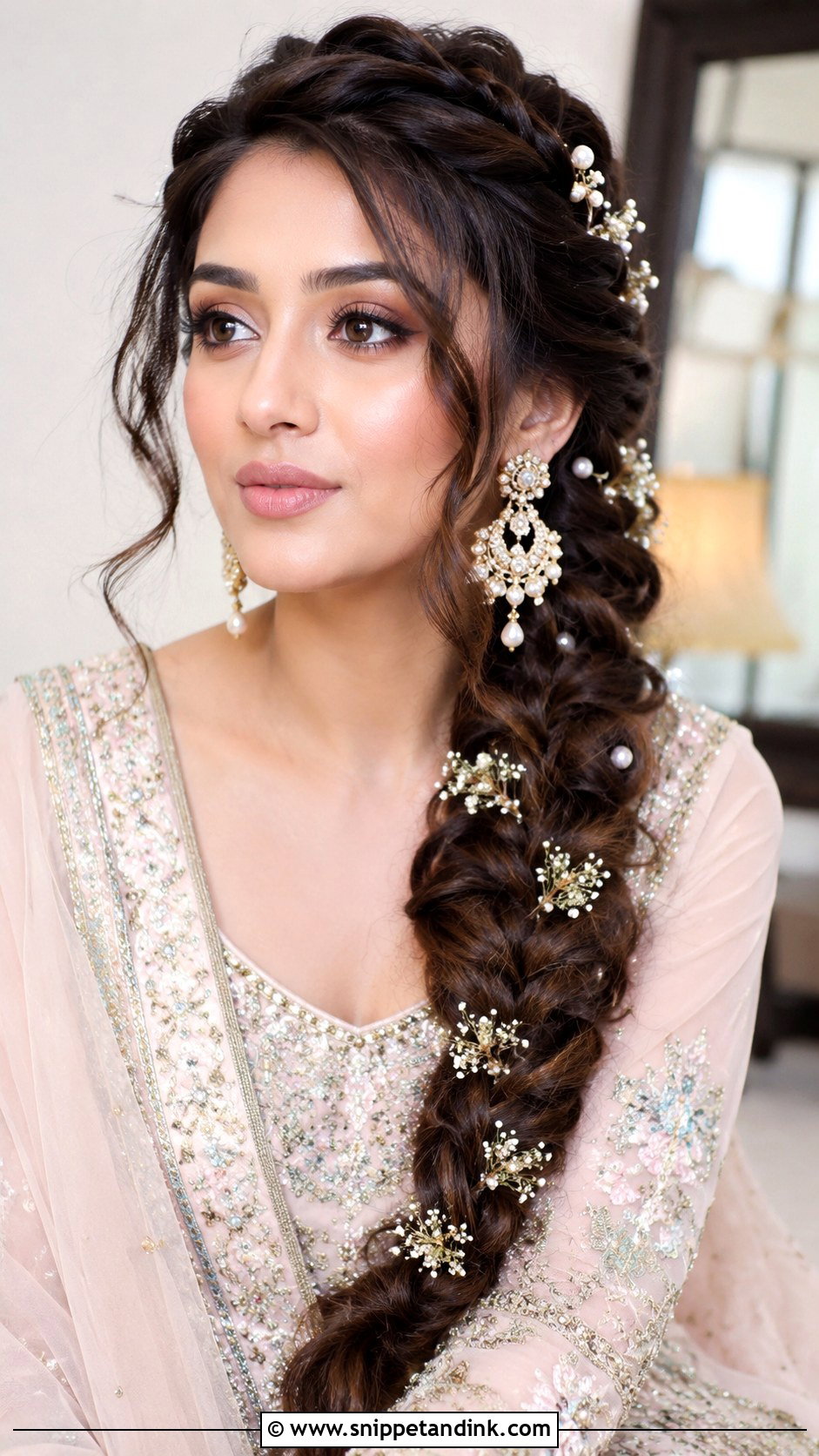 Fishtail Braid - Snippet and Ink - 25 Pakistani Bridal Hairstyles Walima