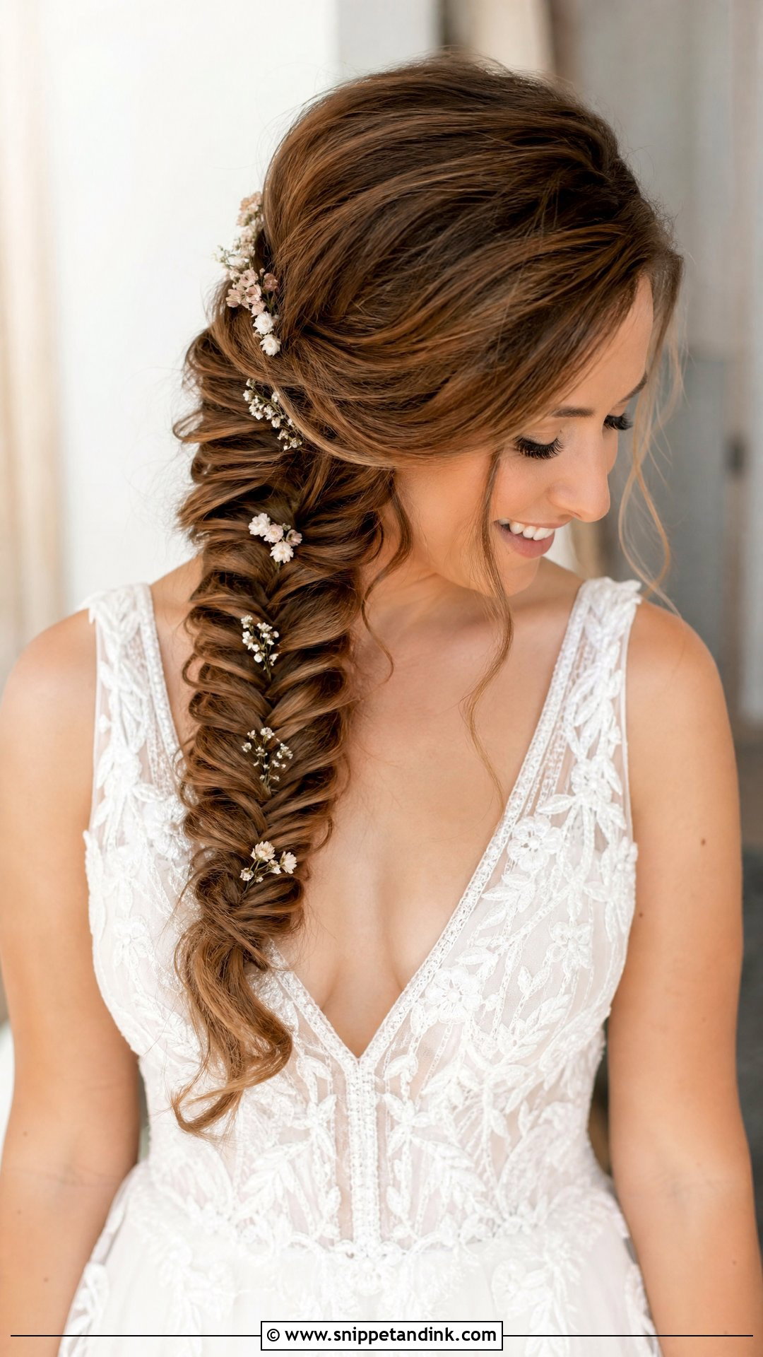 Fishtail Braid Bridal Hairstyle - Snippet and Ink - 25 Long Hair Bridal Hairstyles