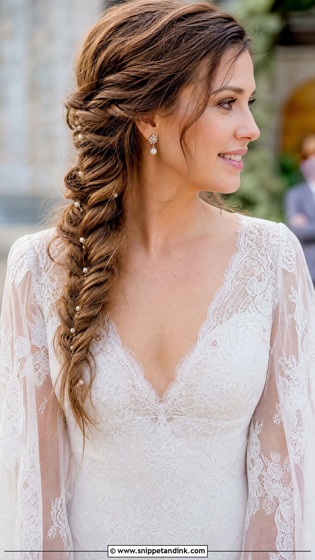 Fishtail Braid Bridal Hairstyle - Snippet and Ink - 30 Glam Bridal Hair Ideas