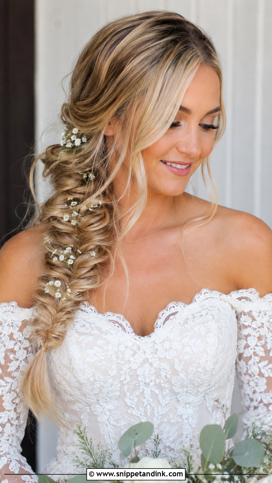 Fishtail Braid Bridal Look - Snippet and Ink - 20 Wedding Hairstyles 2025 Trends