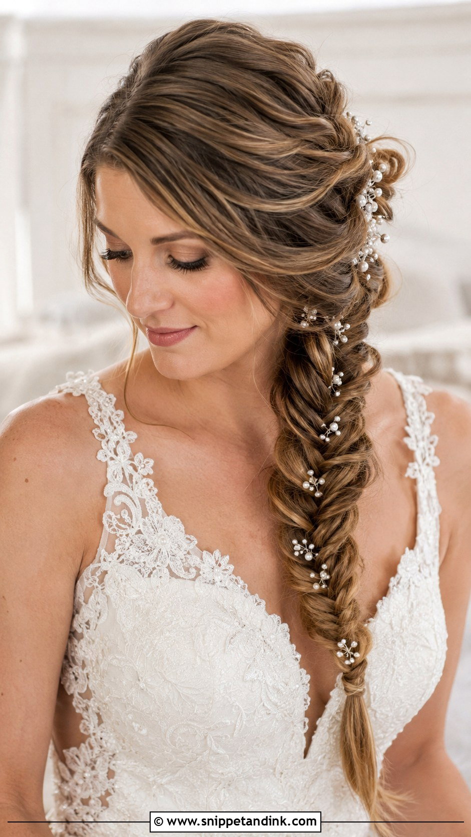 Fishtail Braid Bridal Look - Snippet and Ink - 25 Easy Bridal Hairstyles